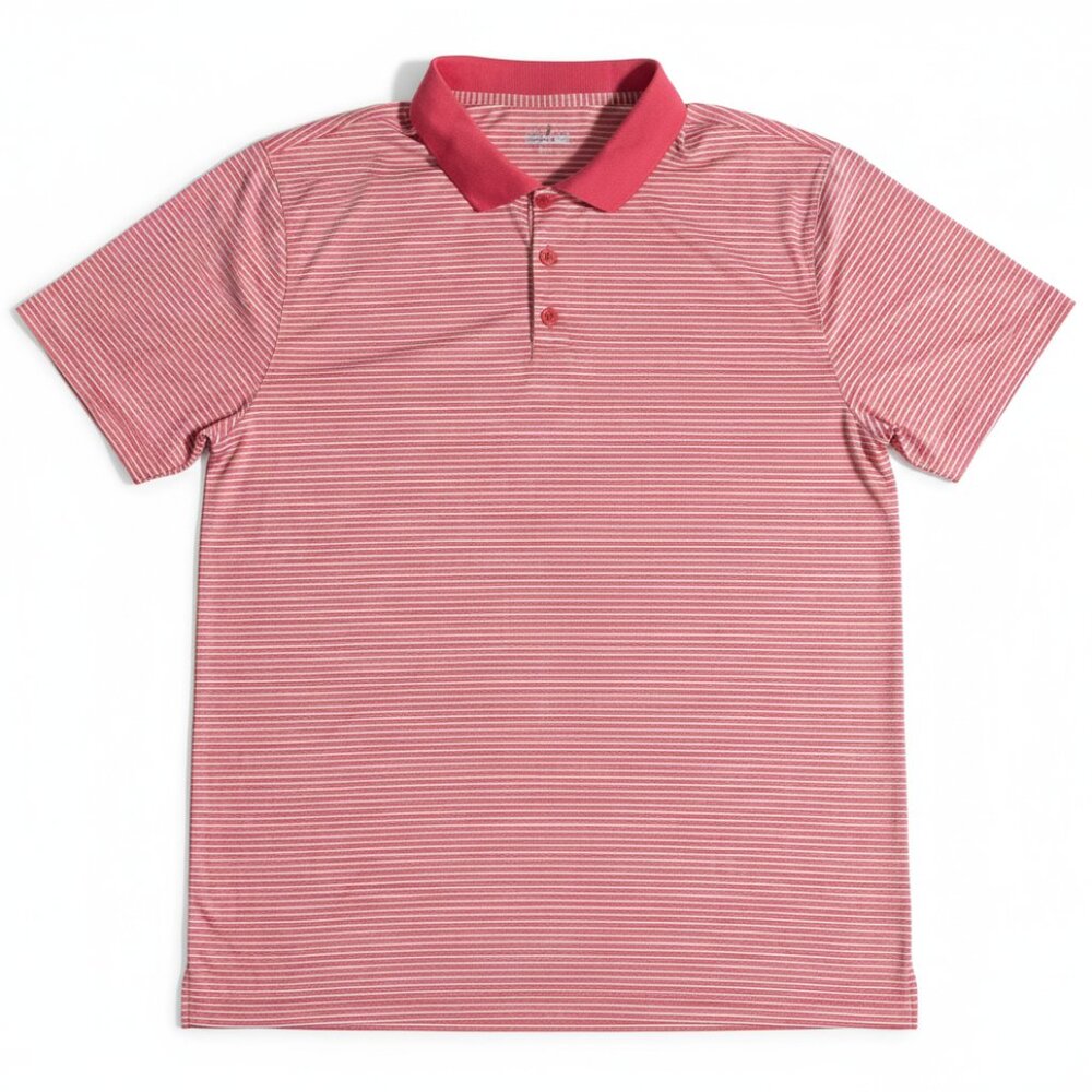BCG Men's Golf Polo Stripe Dri-Fit Shirt Pink XL NEW